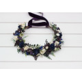 Plum, Ivory & Navy Blue Wedding Flower Crown