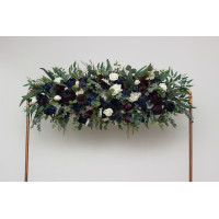  Plum, Ivory & Navy Blue Faux Flower Wedding Arch Arrangement. 5450