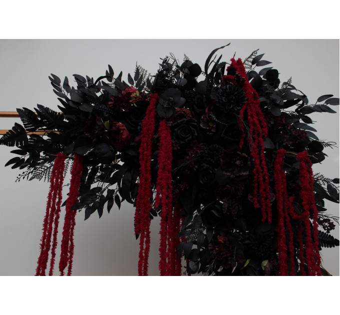 Dramatic Burgundy, Black & Purple Arch Flowers with Amaranth