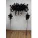 Halloween Wedding Flower Arch Arrangement in Black & Deep Purple | Faux Floral Archway for Gothic Wedding