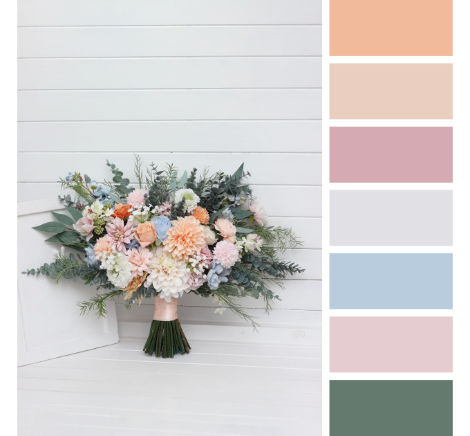 Pastel Wildflower Bridal and Bridesmaid Wedding Bouquets