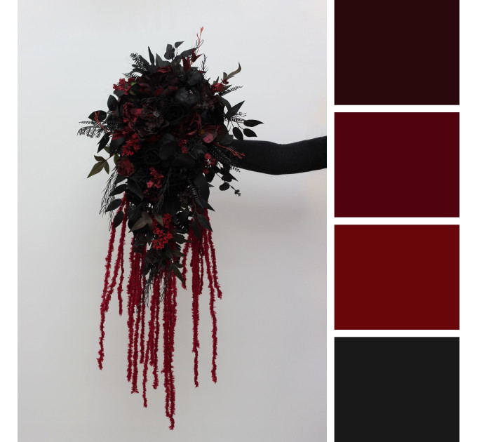 Moody Burgundy, Purple & Black Cascading Bouquet with Amaranth