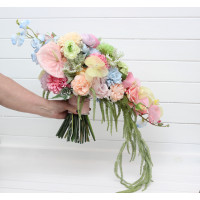 Pastel Cascading Bouquet with Amaranth. 5453