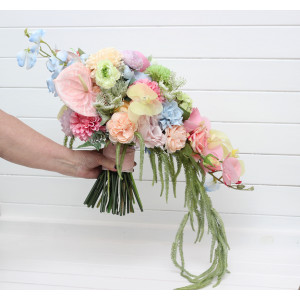 Pastel Cascading Bouquet with Amaranth. 5453