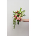 Modern Asymmetrical Bridal Bouquet in Dusty Rose and Sage Green