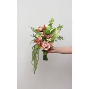 Statement Asymmetrical Wedding Bouquet in Dusty Rose & Sage Green. 5454