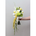 Romantic Bridal Bouquet in White and Yellow with Cascading Amaranth