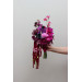 Statement asymmetrical wedding bouquet with jewel tone flowers