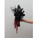 Asymmetrical black wedding bouquet with burgundy amaranth