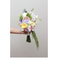 Modern Bridal Bouquet with Asymmetrical Design in Soft Pastel Tones