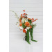 Asymmetrical bridal bouquet in white, green and orange with amaranth