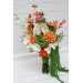 Asymmetrical bridal bouquet in white, green and orange with amaranth