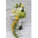 Romantic Bridal Bouquet in White and Yellow with Cascading Amaranth