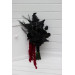 Asymmetrical black wedding bouquet with burgundy amaranth
