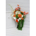 Asymmetrical bridal bouquet in white, green and orange with amaranth