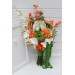 Asymmetrical bridal bouquet in white, green and orange with amaranth