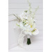 Asymmetrical bridal bouquet in white and ivory with amaranth