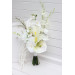 Asymmetrical bridal bouquet in white and ivory with amaranth