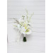 Asymmetrical bridal bouquet in white and ivory with amaranth