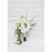 Modern asymmetrical bridal bouquet in white with cascading amaranth