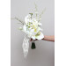 Asymmetrical bridal bouquet in white and ivory with amaranth