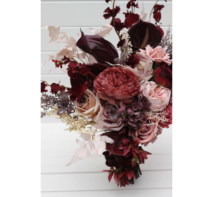 Dusty rose, burgundy, purple and pink bridal & bridesmaid bouquets