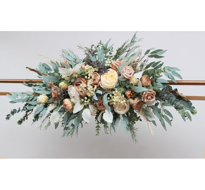 Flower Arch Arrangement in Champagne & Ivory | Faux Floral Archway for Wedding