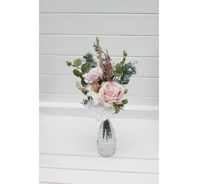 Mini Wedding Centerpieces in Blush Pink, White and Beige