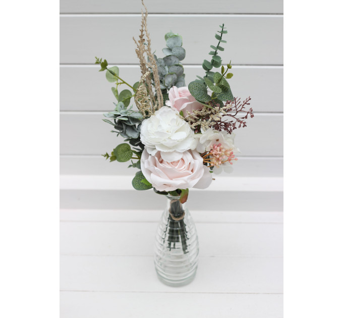 Mini Wedding Centerpieces in Blush Pink, White and Beige