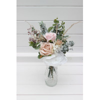 Blush Pink, White & Beige Table Fowers. Mini Bouquets For Vases. 5465