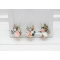 Blush Pink, White and Beige Floral Accessories for Groom
