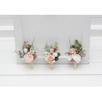  Wedding Boutonnieres In Blush Pink, White & Beige Colors. 5465