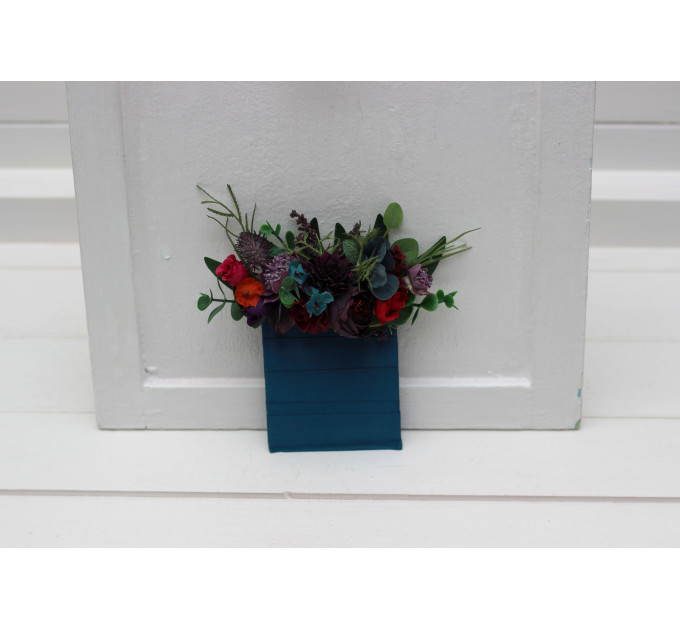 Pocket Boutonniere in Purple, Teal, Red, Magenta and Burgundy