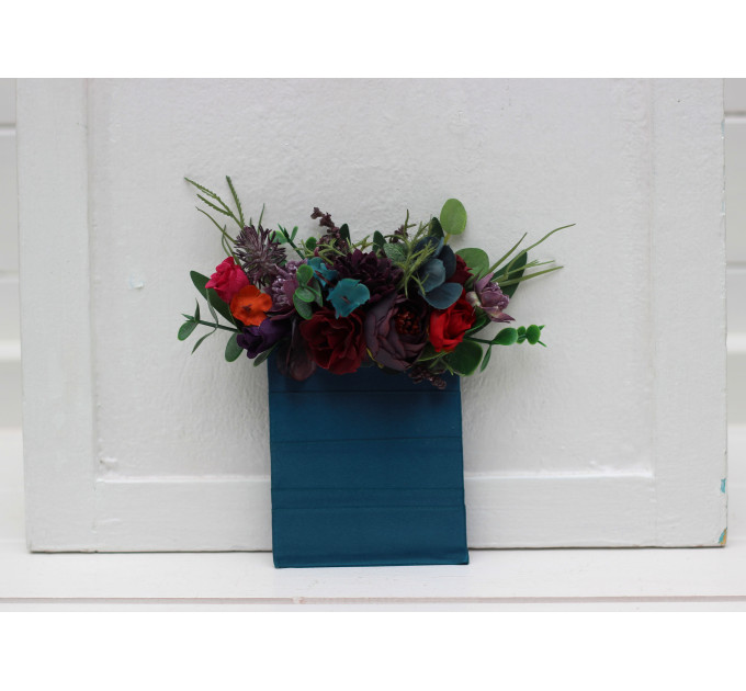 Pocket Boutonniere in Purple, Teal, Red, Magenta and Burgundy