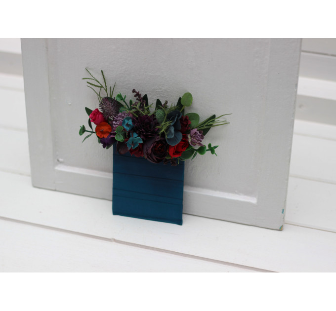 Pocket Boutonniere in Purple, Teal, Red, Magenta and Burgundy