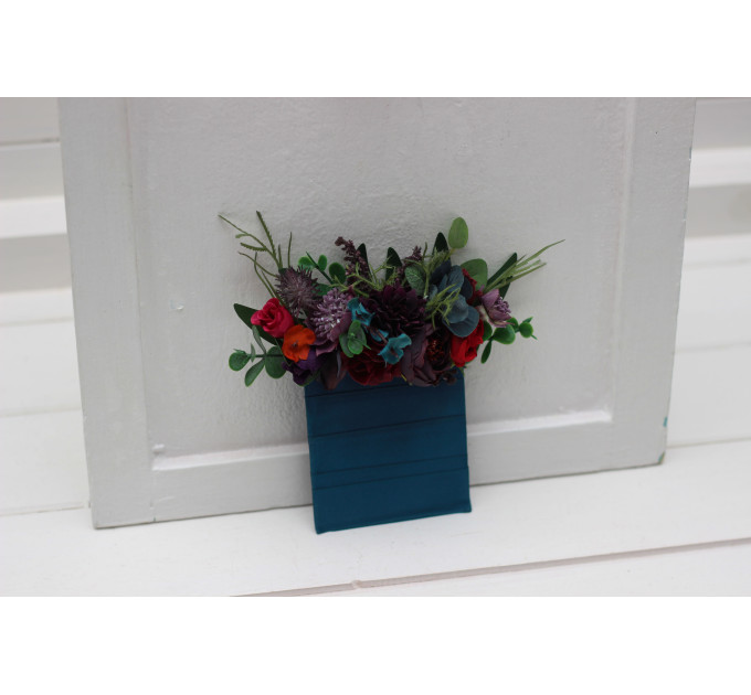 Pocket Boutonniere in Purple, Teal, Red, Magenta and Burgundy