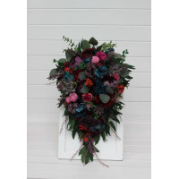 Jewel Tone Cascading Bouquet. Purple, Red, Magenta, Burgundy, Teal & Rust. 5297