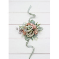 Sage Green & Dusty Rose Wrist Corsage. 5464