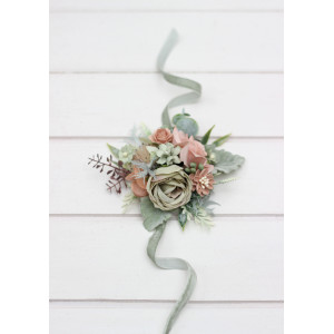 Sage Green & Dusty Rose Wrist Corsage. 5464
