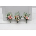 Boutonnieres in Sage Green and Dusty Rose for Wedding