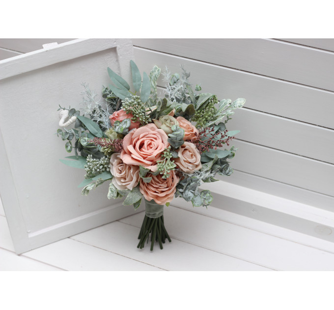 Wedding Bouquet Set in Sage Green and Dusty Rose