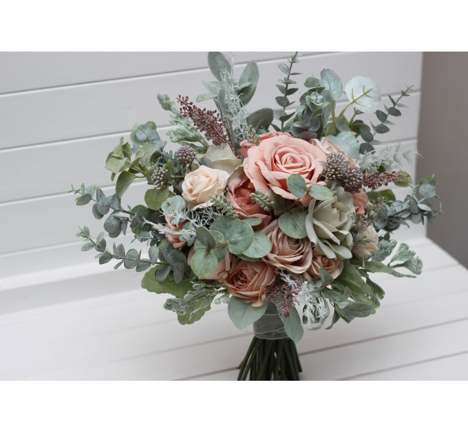 Wedding Bouquet Set in Sage Green and Dusty Rose