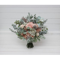 Sage Green & Dusty Rose Faux Bridal and Bridesmaid Bouquets. 5464