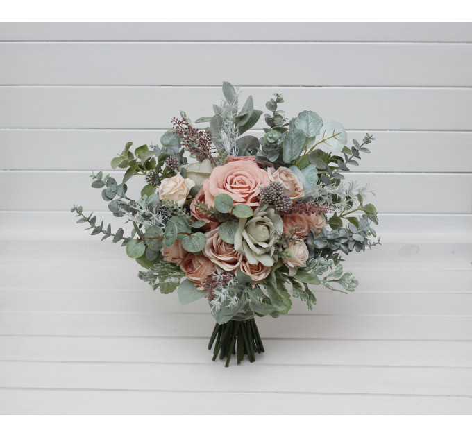 Wedding Bouquet Set in Sage Green and Dusty Rose