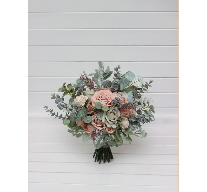 Wedding Bouquet Set in Sage Green and Dusty Rose