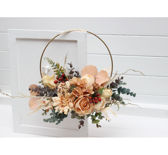 Orange, Rust & Peach Flower Hoop – Alternative Faux Bridesmaid Bouquet