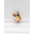 Rust Orange & Peach Floral Boutonniere for Groom and Groomsmen