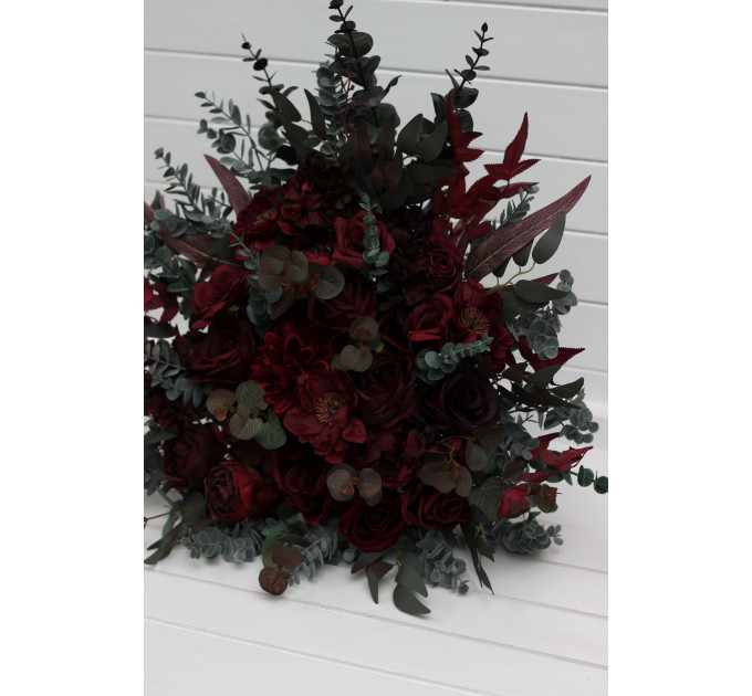 Burgundy Standing Flowers for Wedding Aisle Decor