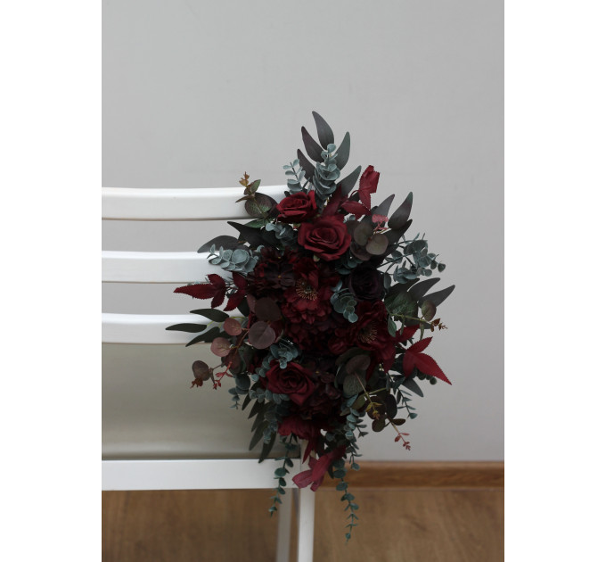 Burgundy Standing Flowers for Wedding Aisle Decor
