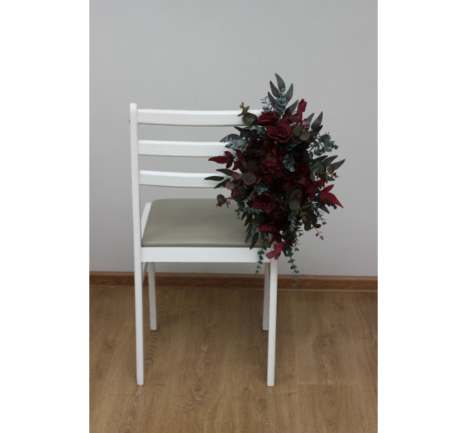 Burgundy Standing Flowers for Wedding Aisle Decor